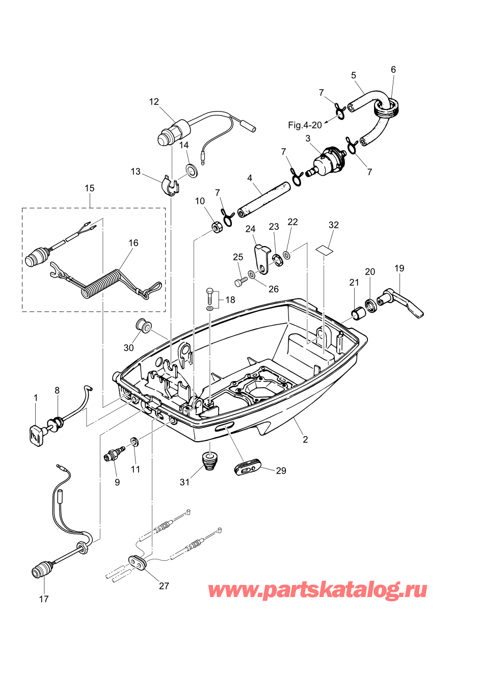 Tohatsu M6B (002-21030-0AG) / Fig.11 Низ капота 