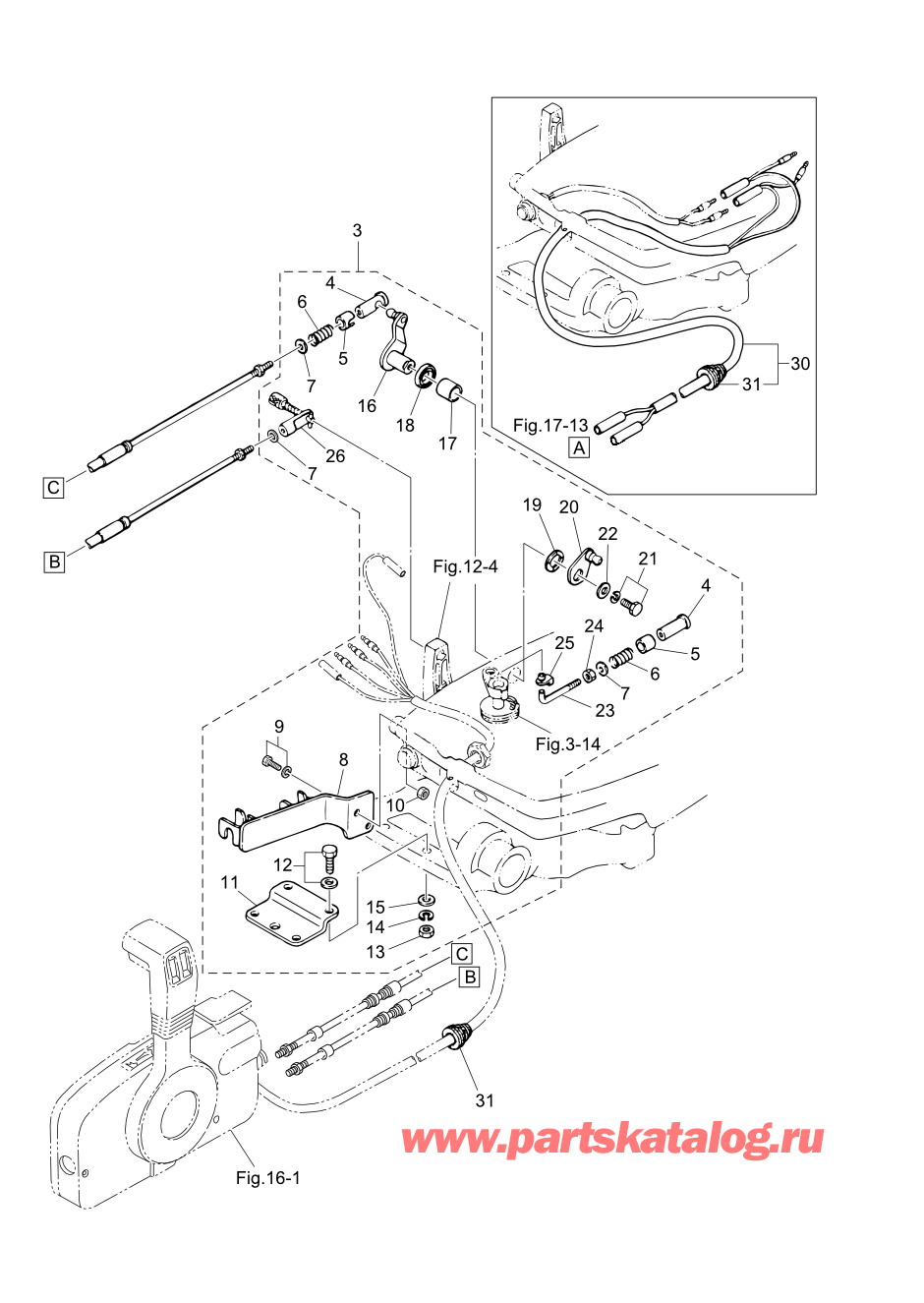 Tohatsu M6B (002-21030-0AG) / Fig.13 Дистанционное управление 