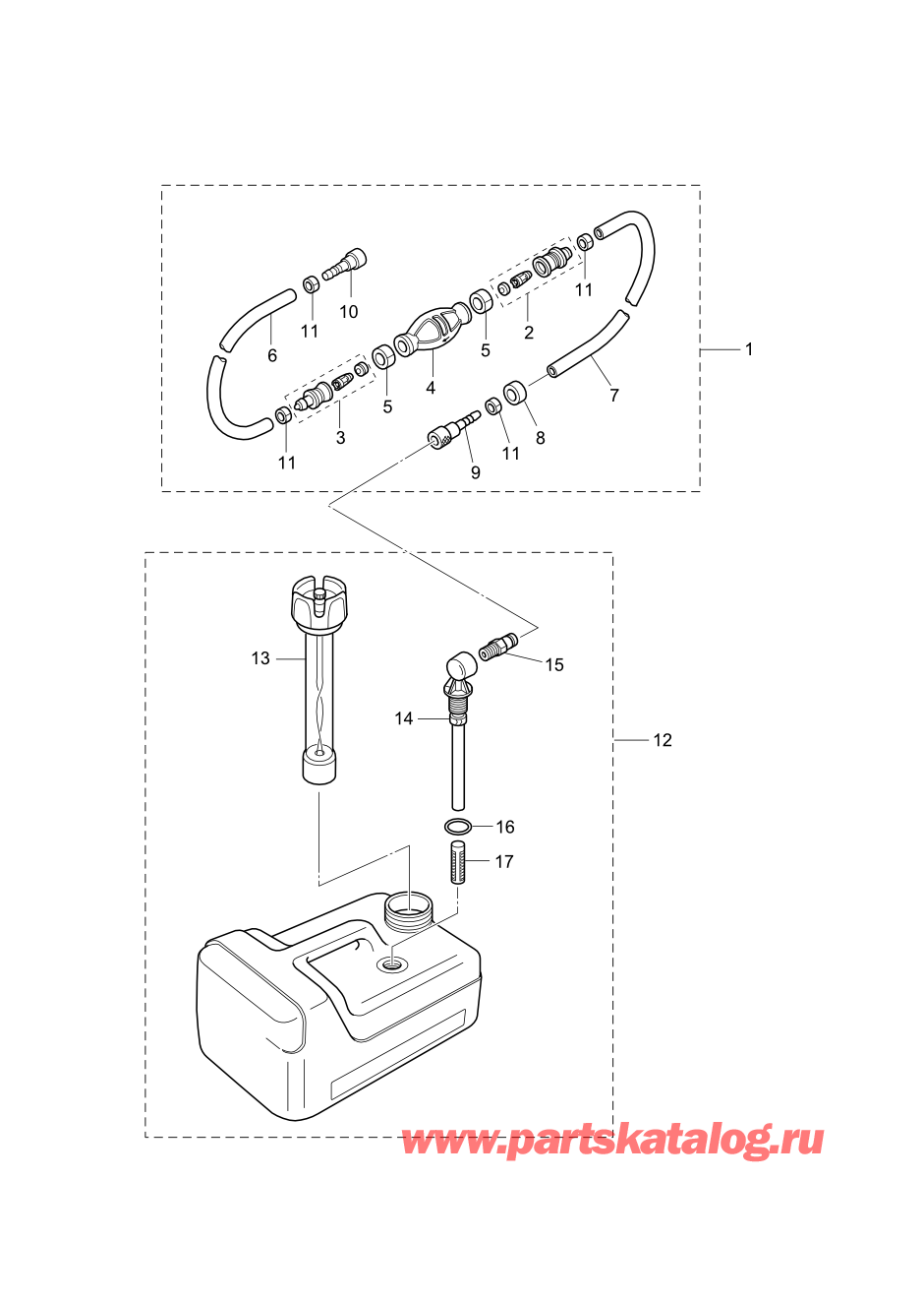 Tohatsu M6B (002-21030-0AG) / Fig.15 Топливный бак 