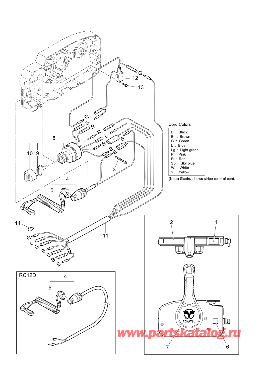 Tohatsu M6B (002-21030-0AH) / Fig.17 детали и запчасти Of Дистанционное управление (Электрические части) 