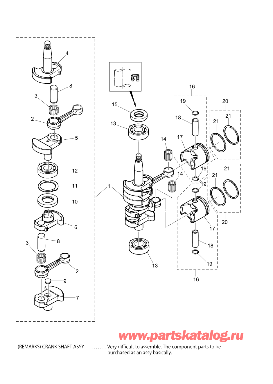 Tohatsu M6B (002-21030-0AK) / Fig.02 Поршень / Коленвал 