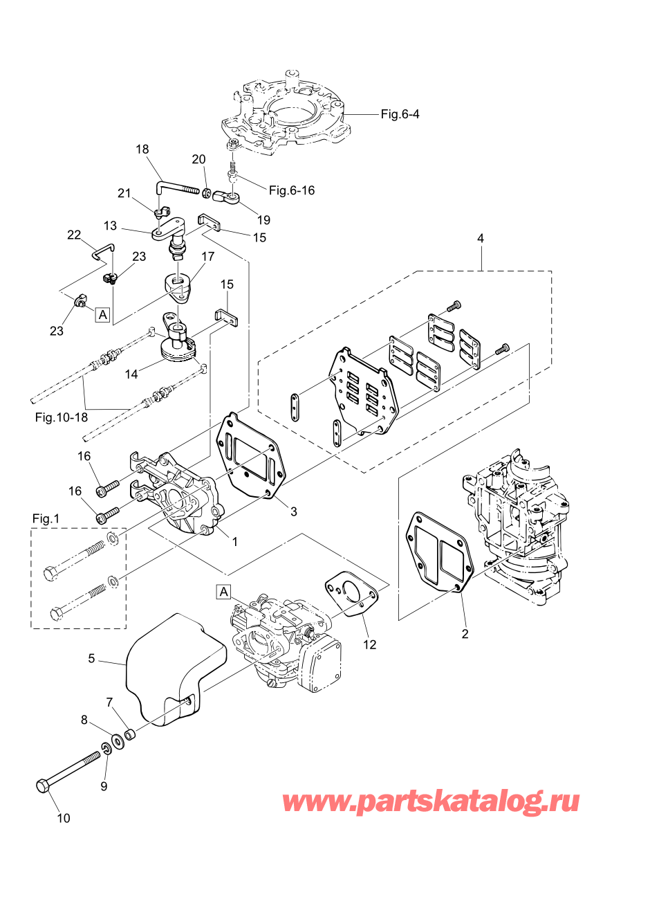 Tohatsu M6B (002-21030-0AK) / Fig.03 Впускной коллектор / Язычковый клапан / Дроссель 