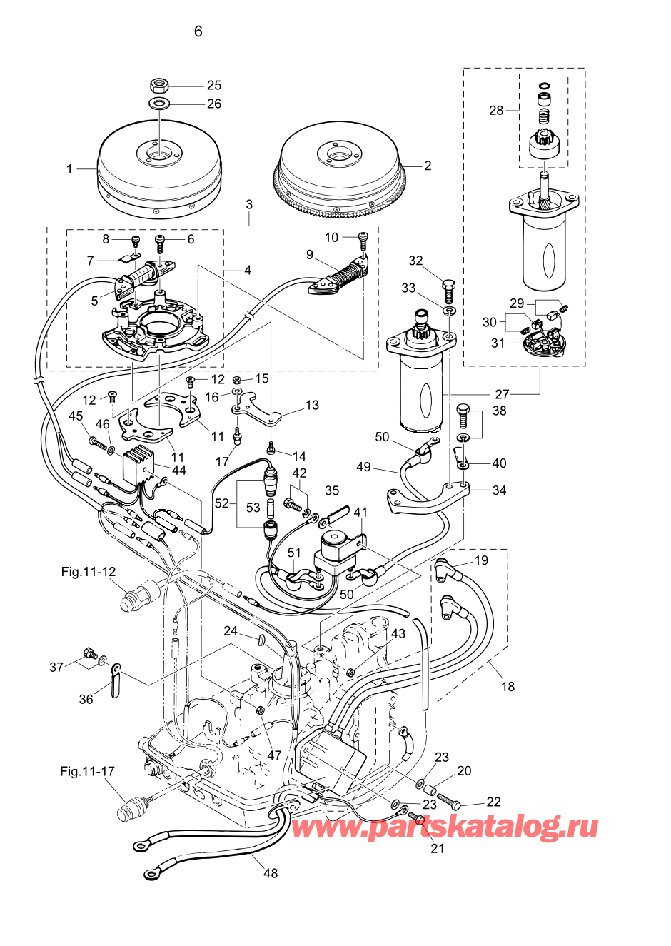 Tohatsu M6B (002-21030-0BB) / Fig.06 Магнето / Электрические части 