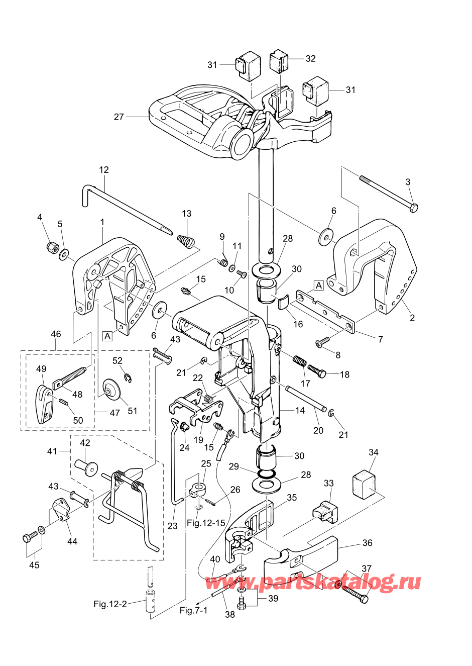 Tohatsu M6B (002-21030-0BB) / Fig.09 Кронштейн / Блокировка задней передачи 