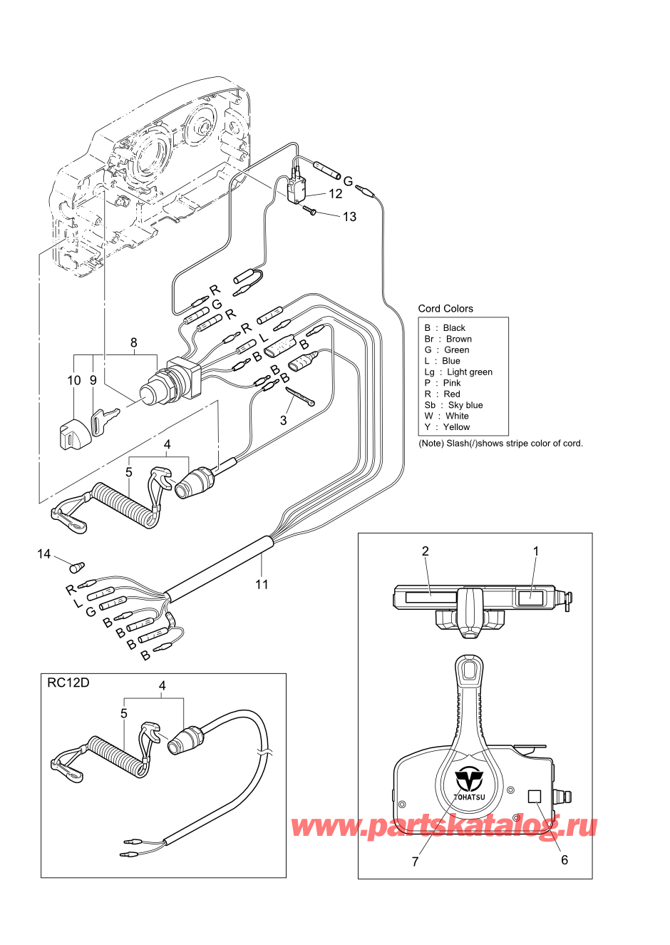 Tohatsu M6B (002-21030-0BB) / Fig.17 детали и запчасти Of Дистанционное управление (Электрические части) 