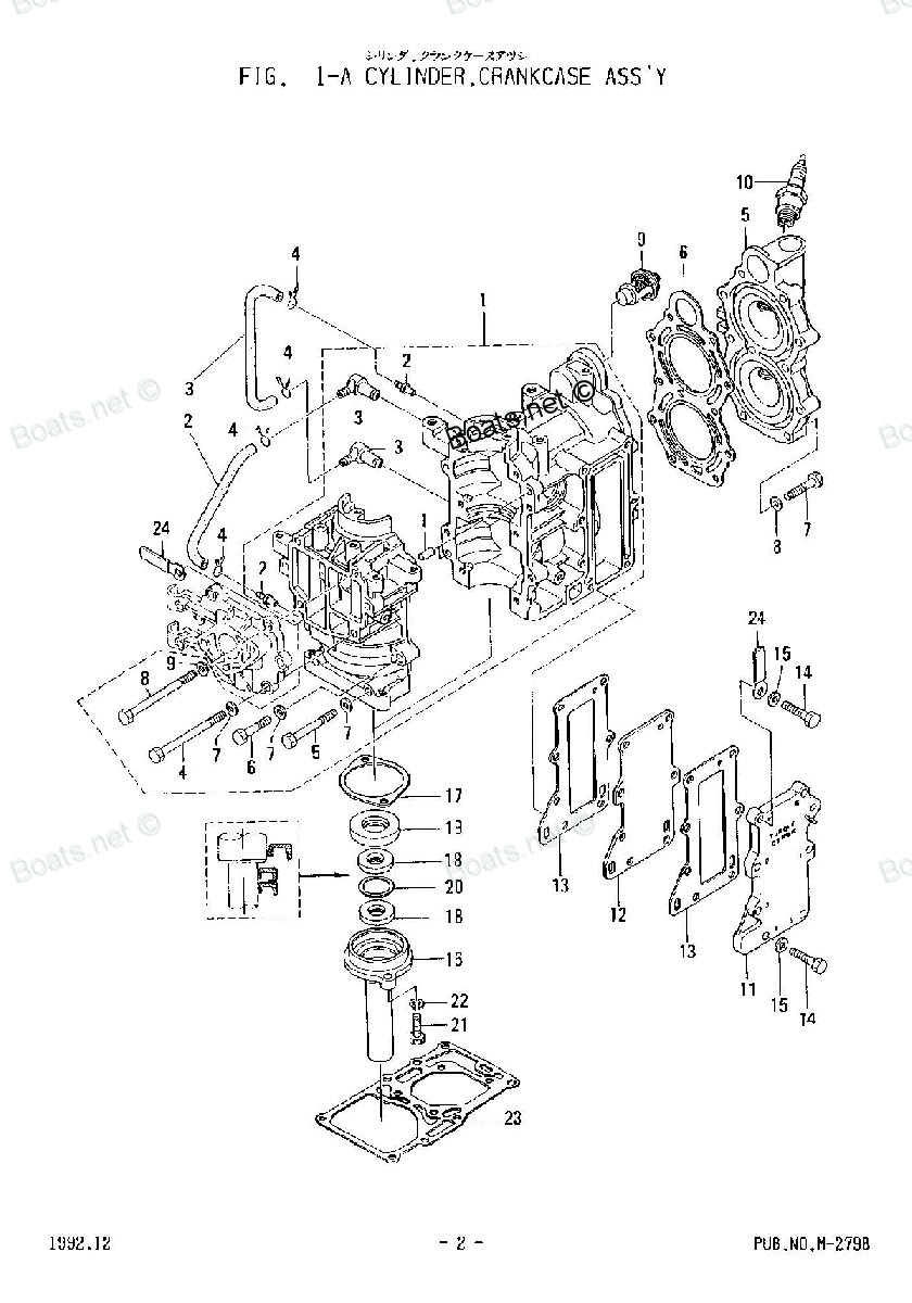 tohatsu   M8B 00221030-5 / Цилиндр, Кривошип Case в сборе 