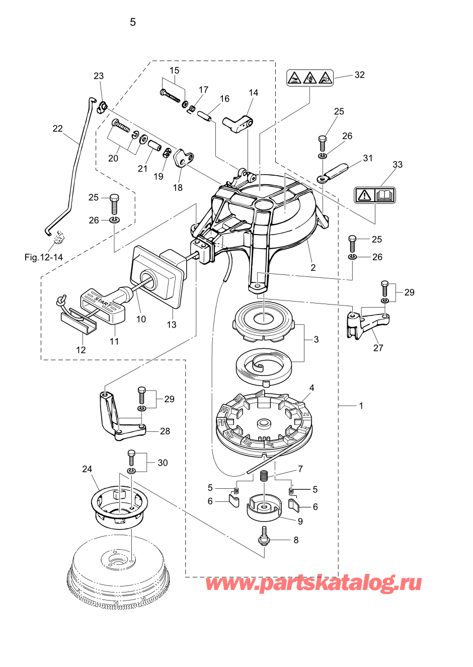 Tohatsu M8B (002-21030-0BA) / Fig.05 Барабанный стартер / Блокировка стартера 