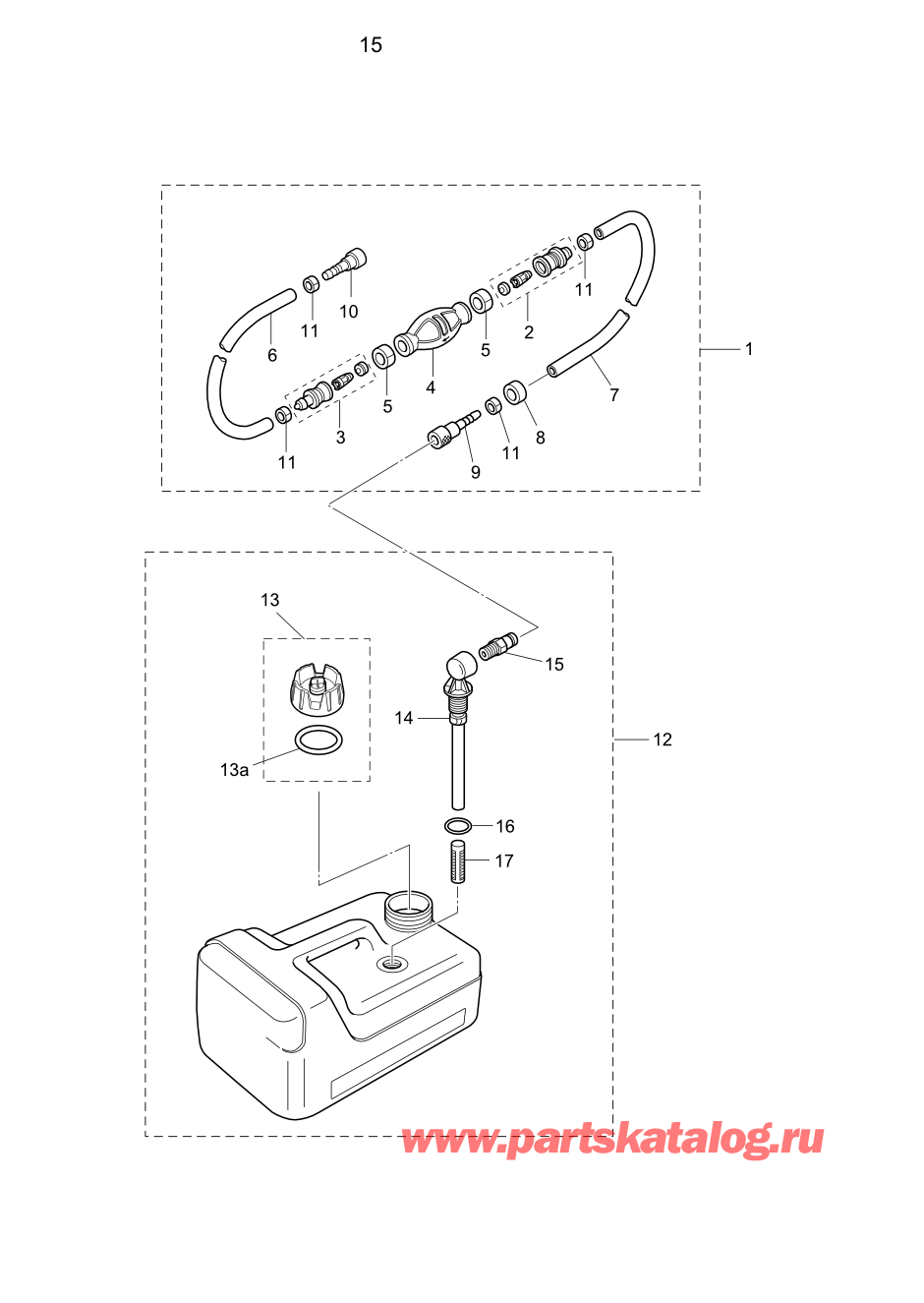 Tohatsu M8B (002-21030-0BA) / Fig.15 Топливный бак 