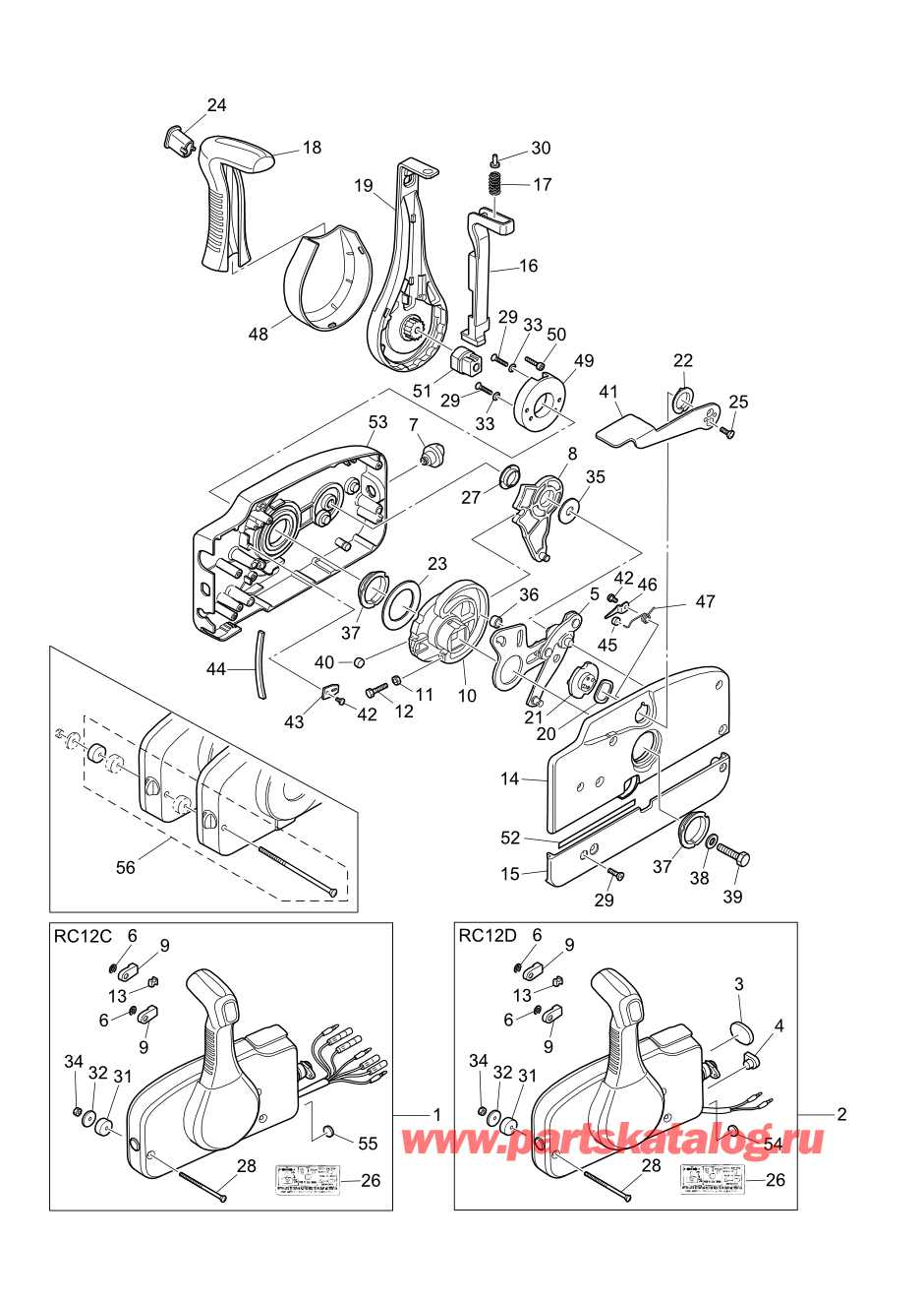 Tohatsu M9.9D2 (002-21043-0AK) / Fig.17 детали и запчасти Of Дистанционное управление 