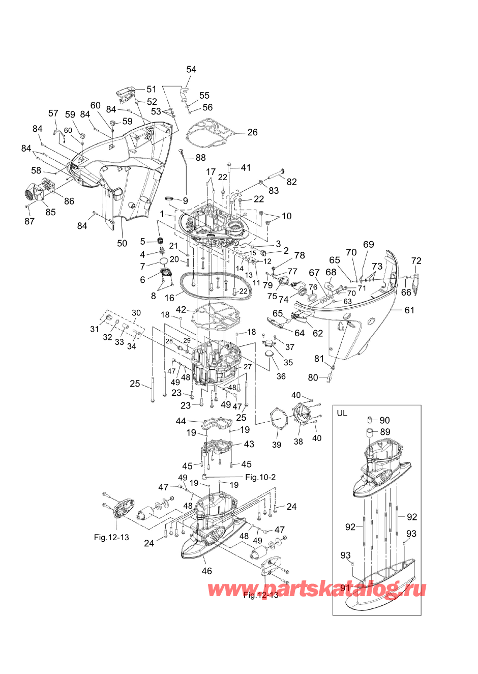 Tohatsu MFS100A (002-21059-0BX) / Fig.09 Корпус вала передачи 