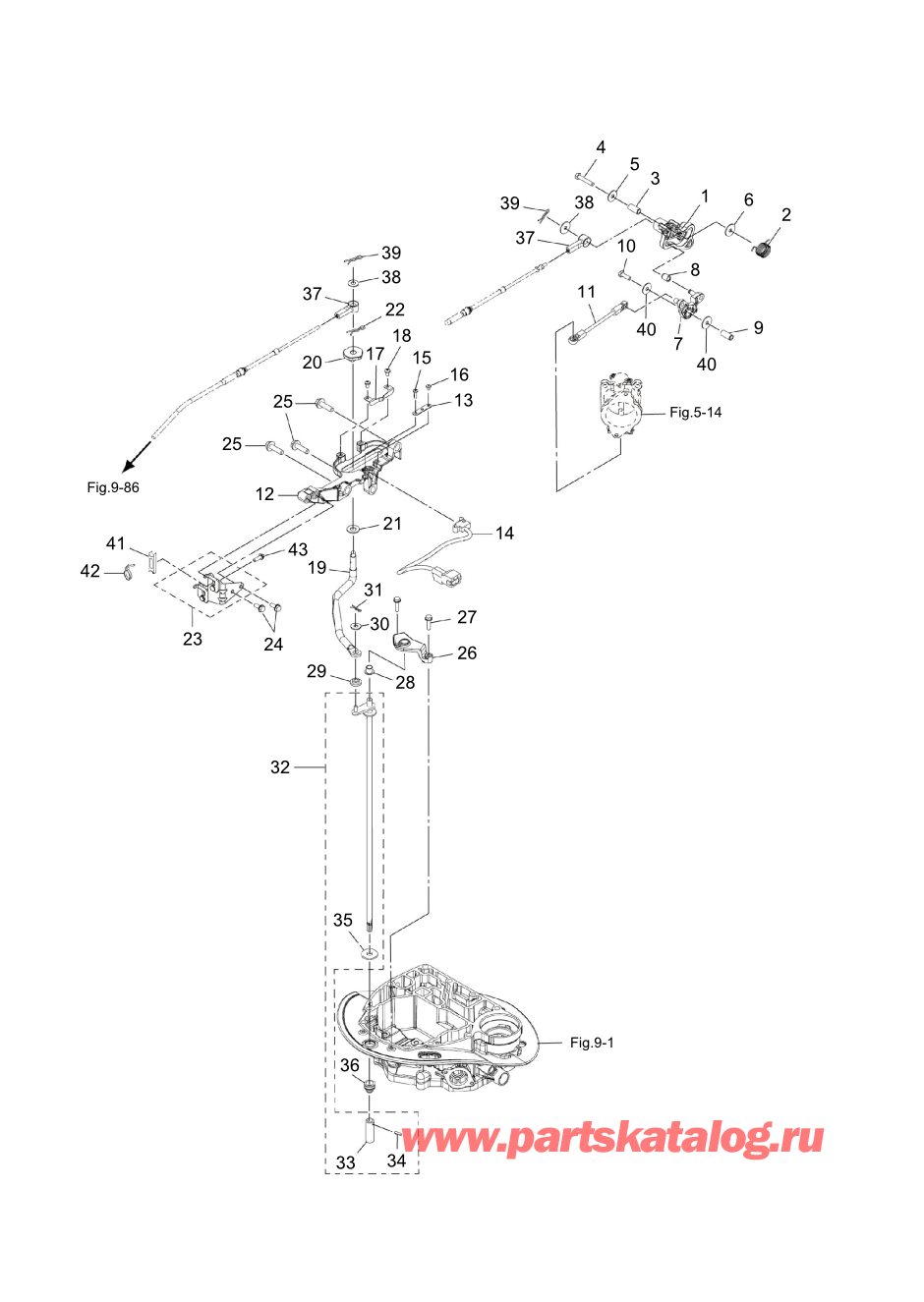 Tohatsu MFS100A (002-21059-0BX) / Fig.14 Переключатель / Дроссель 