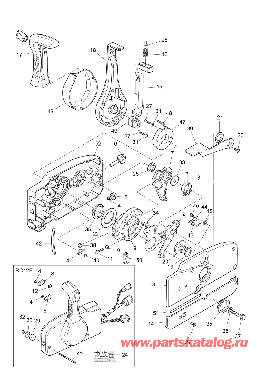 Tohatsu MFS100A (002-21059-0BX) / Fig.18 детали и запчасти Of Дистанционное управление 