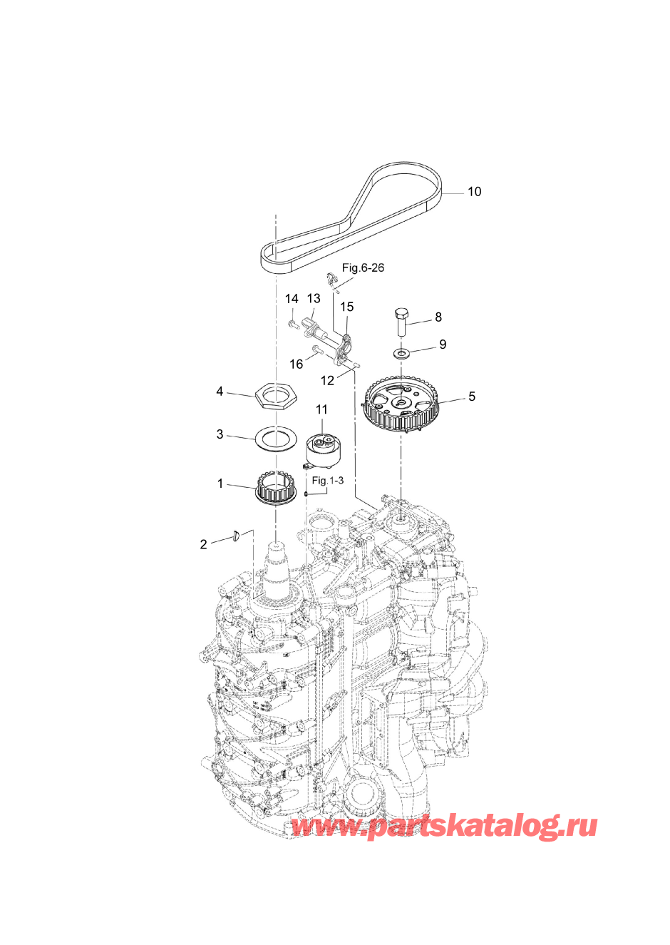 Tohatsu MFS100A (002-21059-1BA) / Fig.04 Шкив / Ремень распредвала 