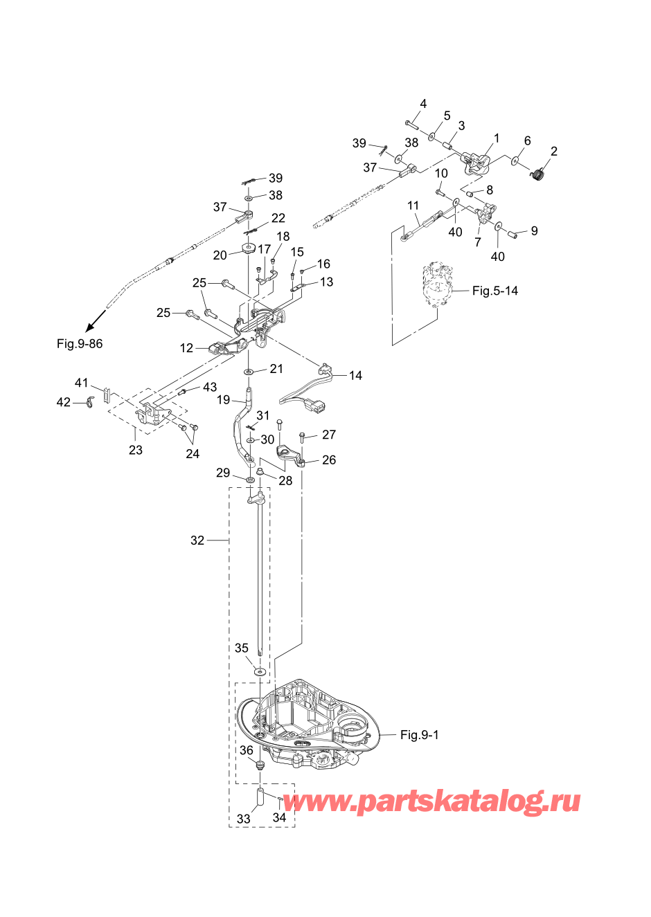 Tohatsu MFS100A (002-21059-1BA) / Fig.14 Переключатель / Дроссель 