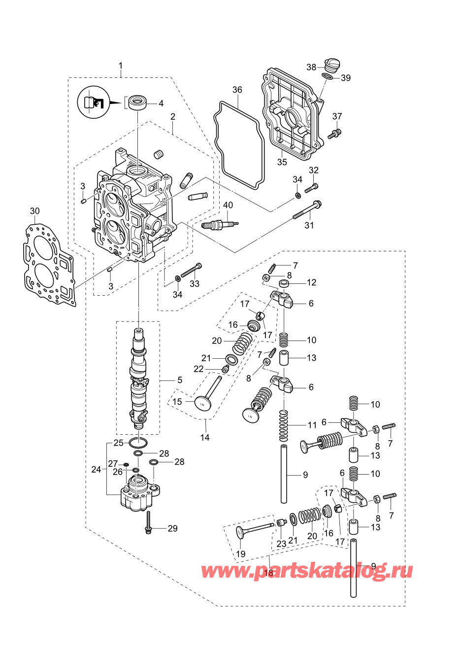 Tohatsu MFS15-D (002-21054-0AG) / Fig.03 Головка блока цилиндра / Масляный насос 
