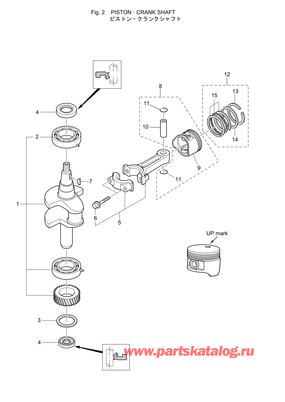 Tohatsu MFS2.5B (002-21052-6) / Fig.02 Поршень / Коленвал 