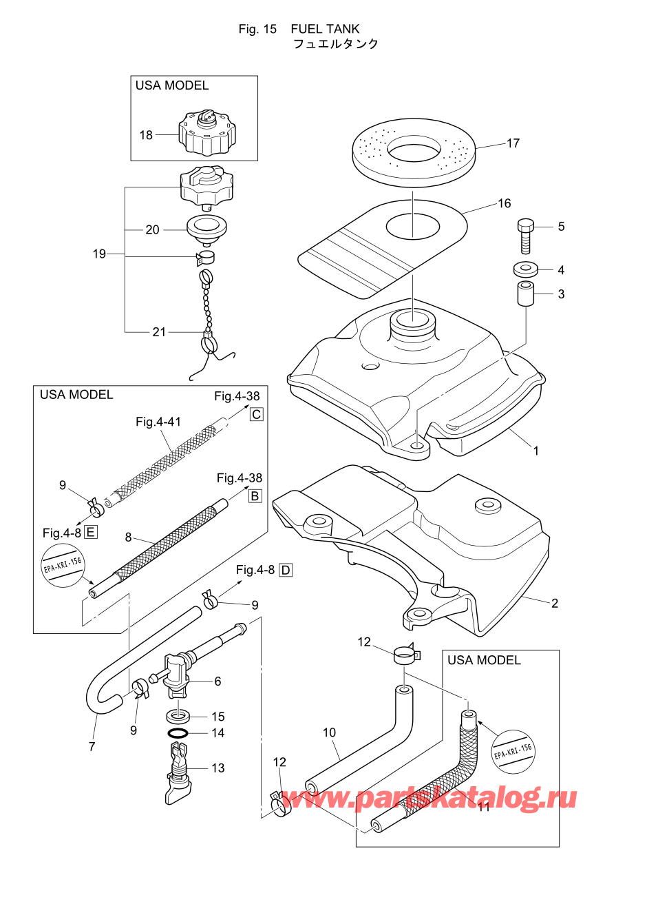 Tohatsu MFS2.5B (002-21052-6) / Fig.15 Топливный бак 