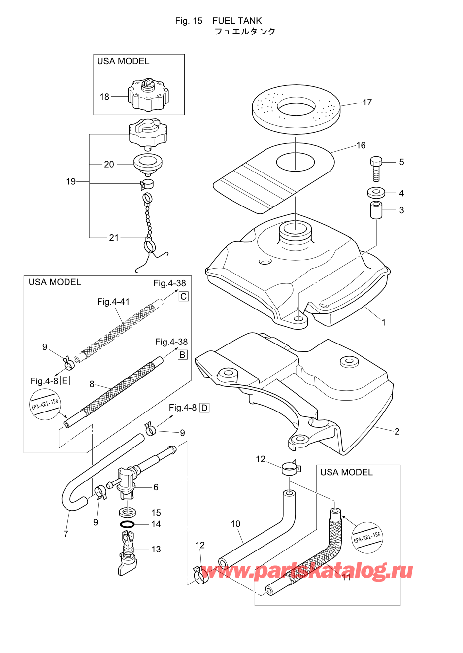 Tohatsu MFS2.5B (002-21052-0AE) / Fig.15 Топливный бак 