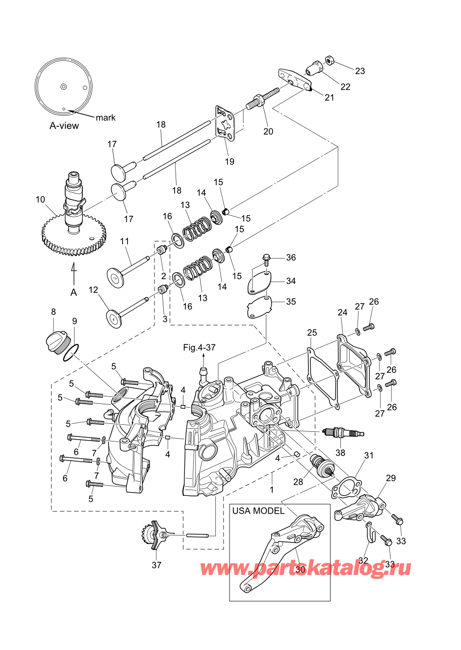 Tohatsu MFS2.5B (002-21052-0AF) / Fig.01 Цилиндр / Кривошип Case 