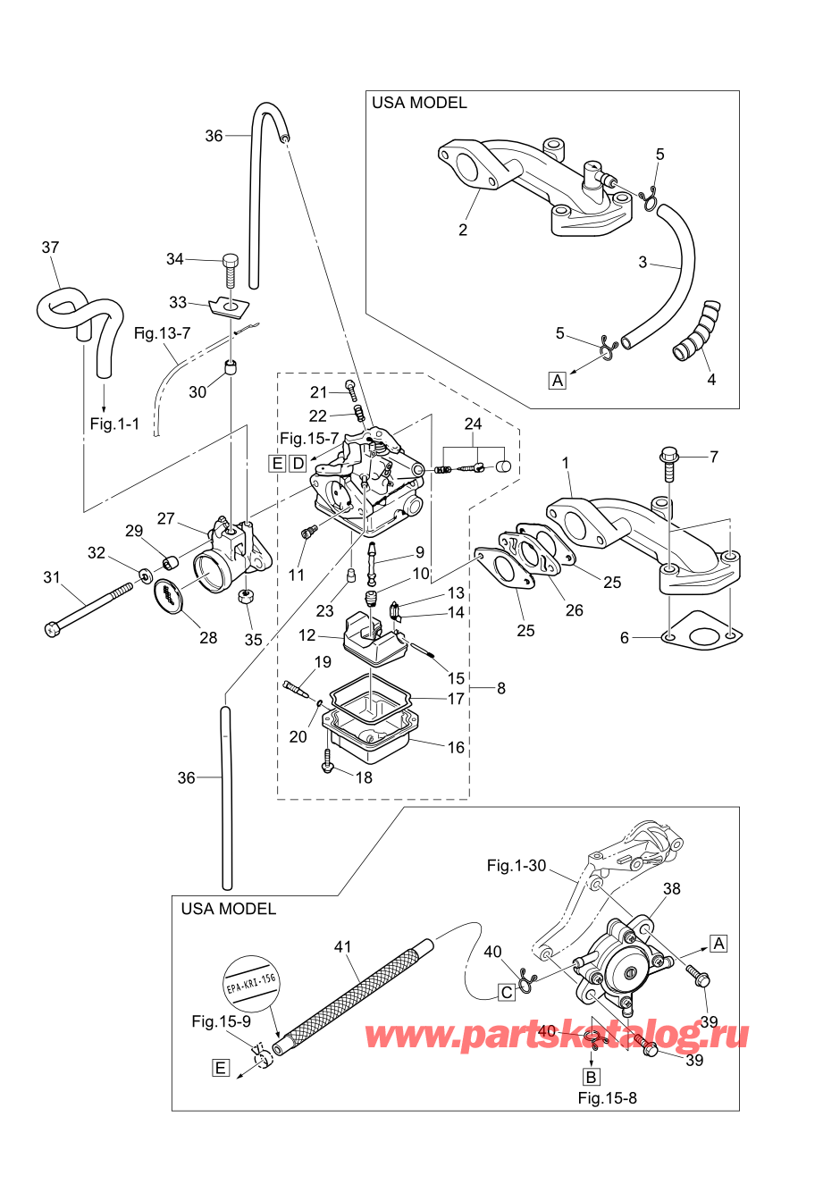 Tohatsu MFS2.5B (002-21052-0AF) / Fig.04 Впускной коллектор / Карбюратор 