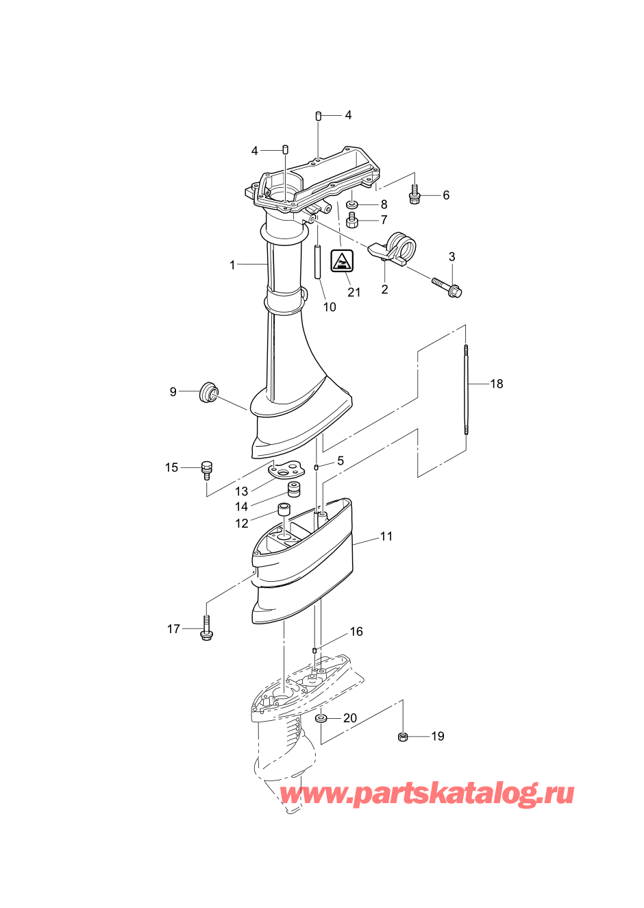 Tohatsu MFS2.5B (002-21052-0AF) / Fig.08 Корпус вала передачи 