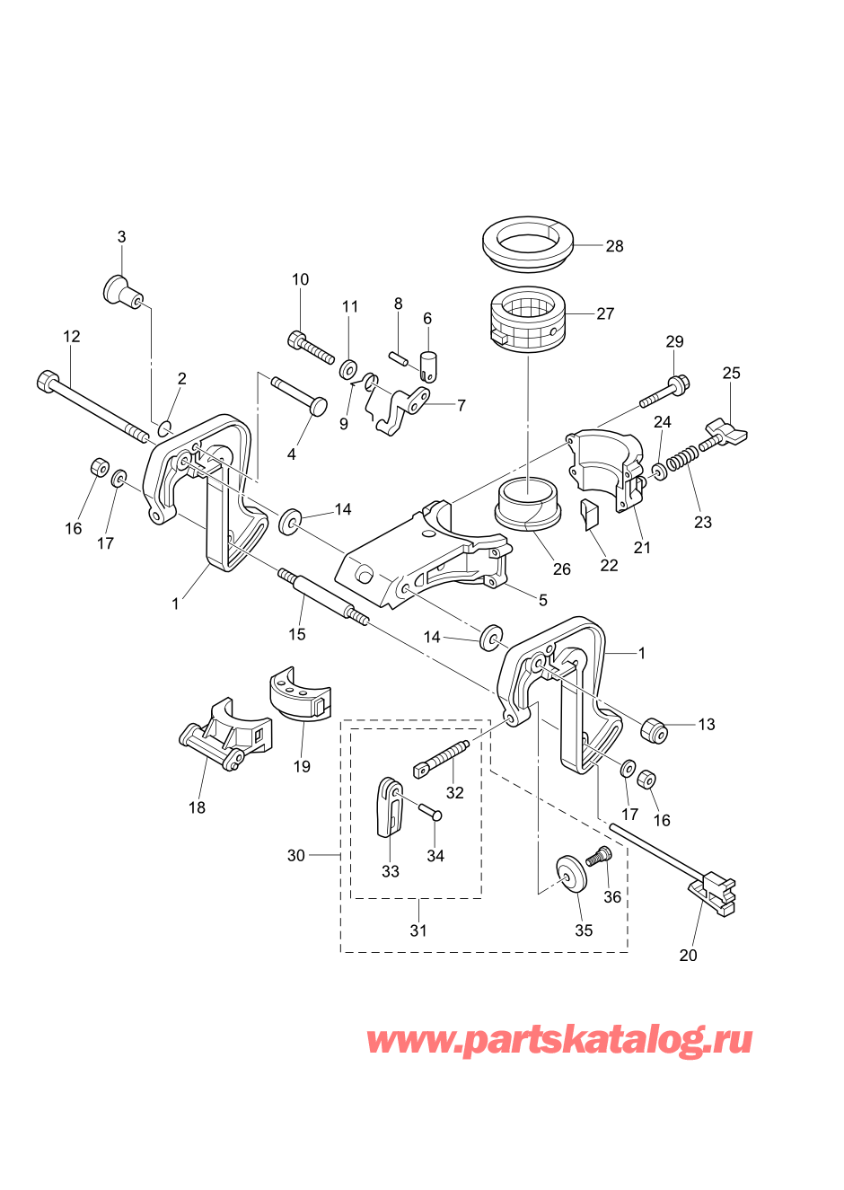 Tohatsu MFS2.5B (002-21052-0AF) / Fig.11 Кронштейн транца / Поворотный кронштейн 