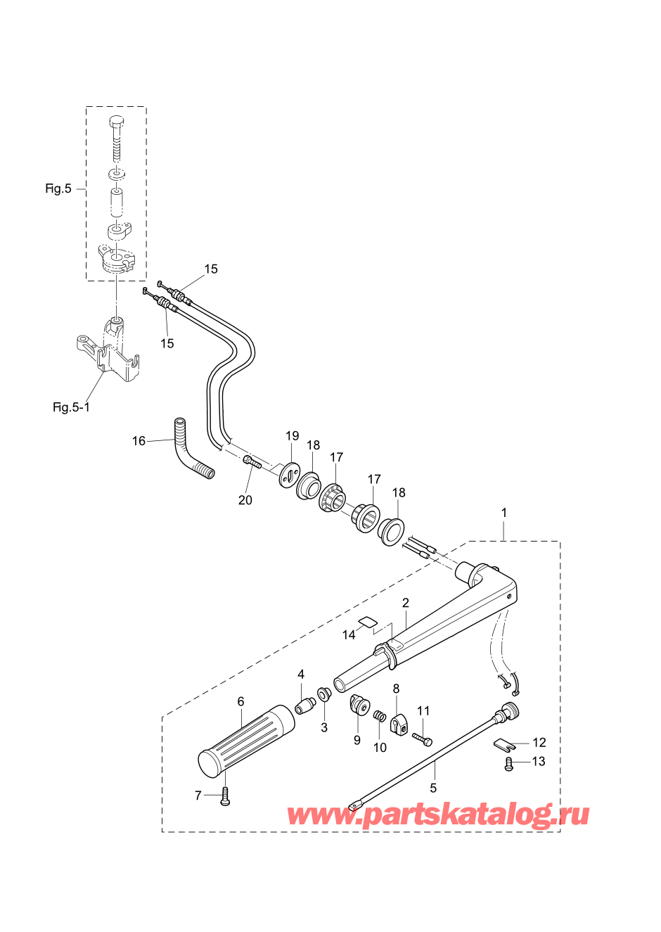 Tohatsu MFS2.5B (002-21052-0AF) / Fig.12 Румпель 