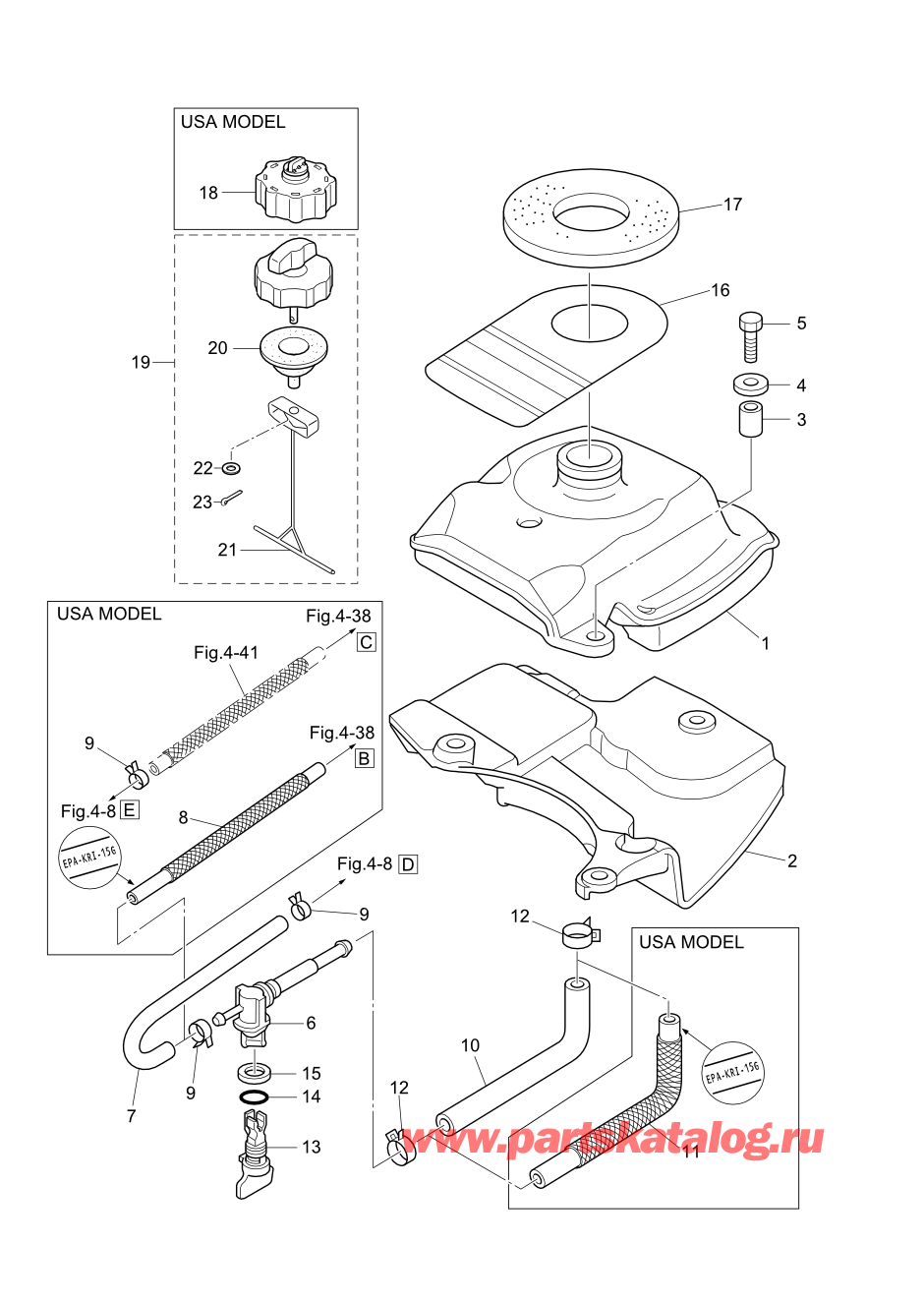 Tohatsu MFS2.5B (002-21052-0AF) / Fig.15 Топливный бак 