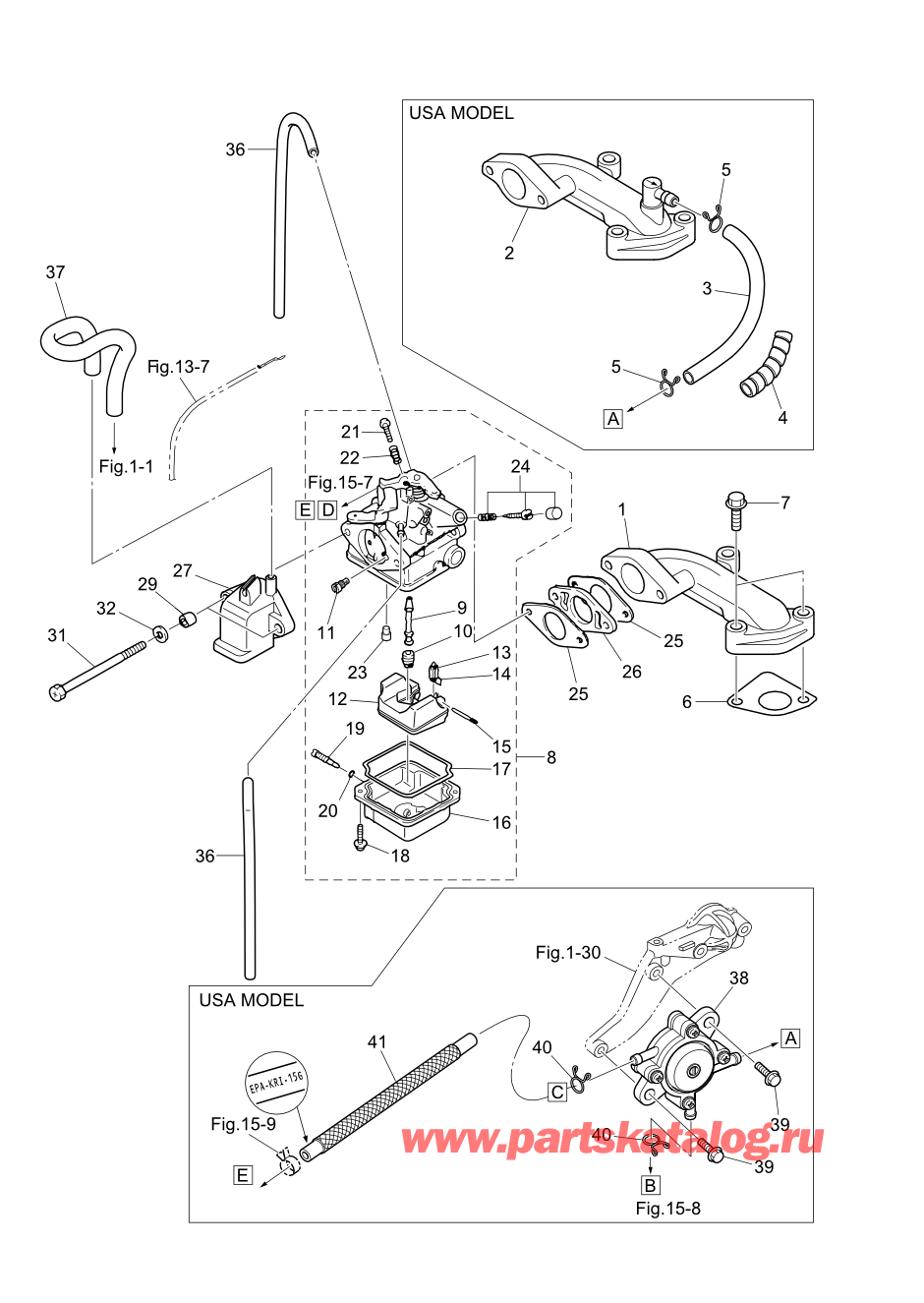 Tohatsu MFS2.5B (002-21052-0AG) / Fig.04 Впускной коллектор / Карбюратор 