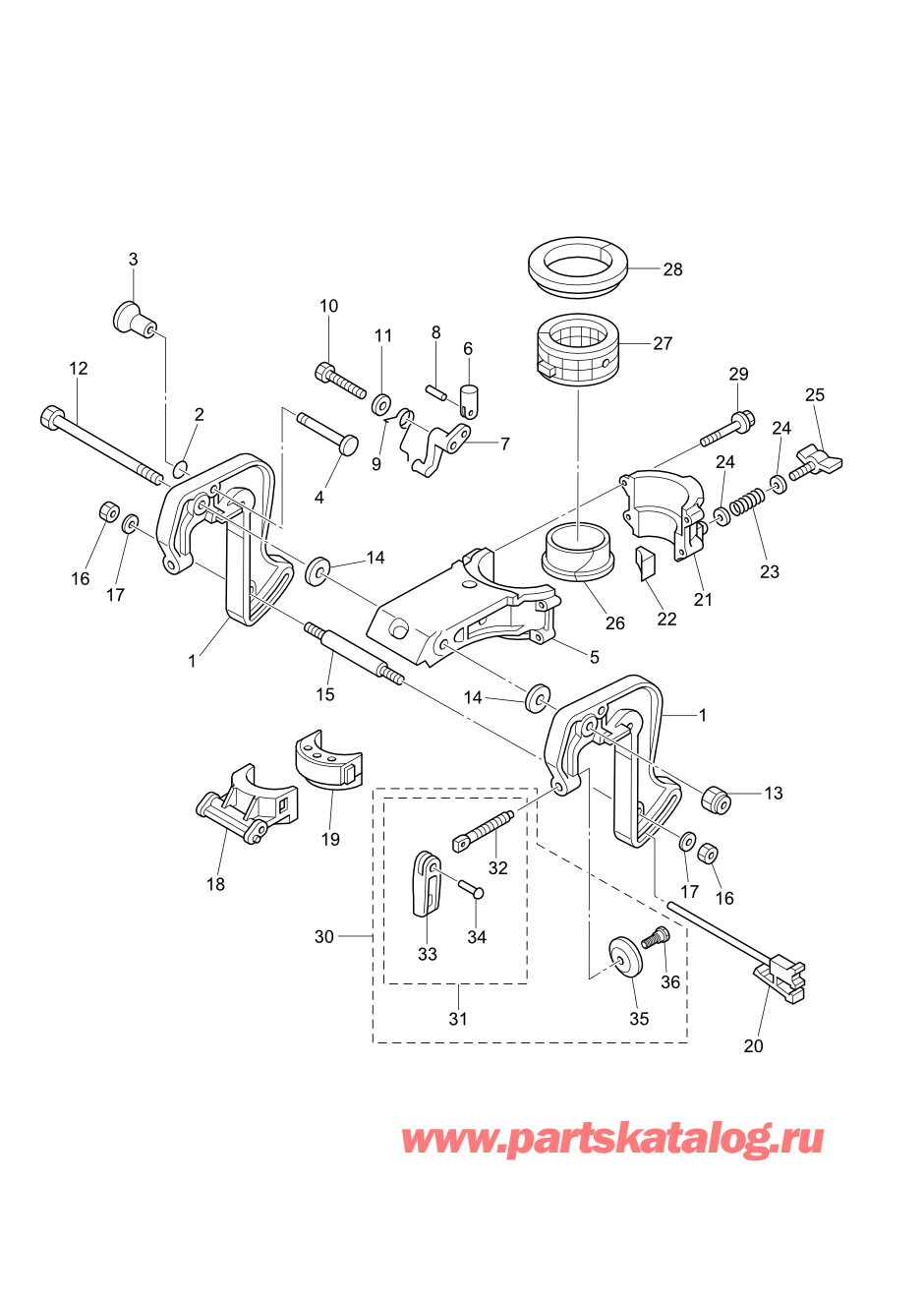 Tohatsu MFS2.5B (002-21052-0AG) / Fig.11 Кронштейн транца / Поворотный кронштейн 