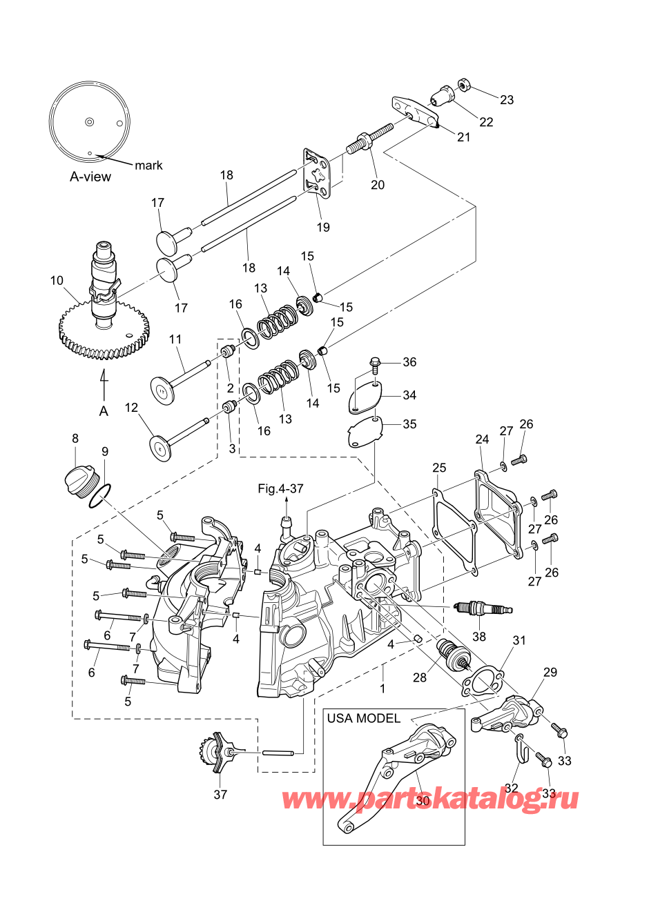 Tohatsu MFS2.5B (002-21052-0AH) / Fig.01 Цилиндр / Кривошип Case 