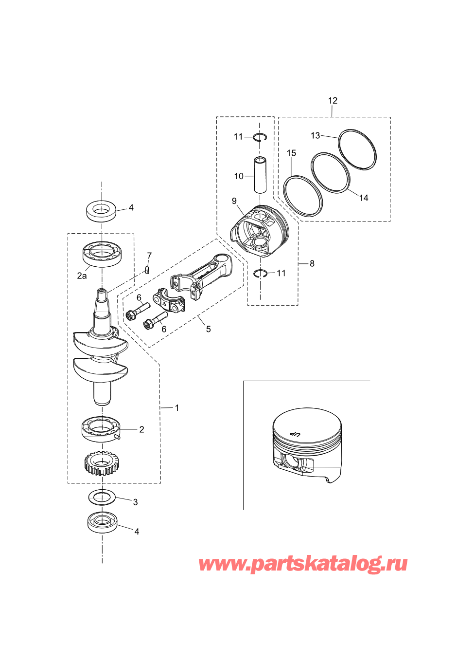 Tohatsu MFS2.5C (002-21052-1AK) / Fig.02 Поршень / Коленвал 