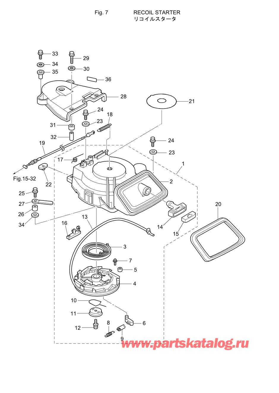 Tohatsu MFS20-C (002-21054-6) / Fig.07 Барабанный стартер 