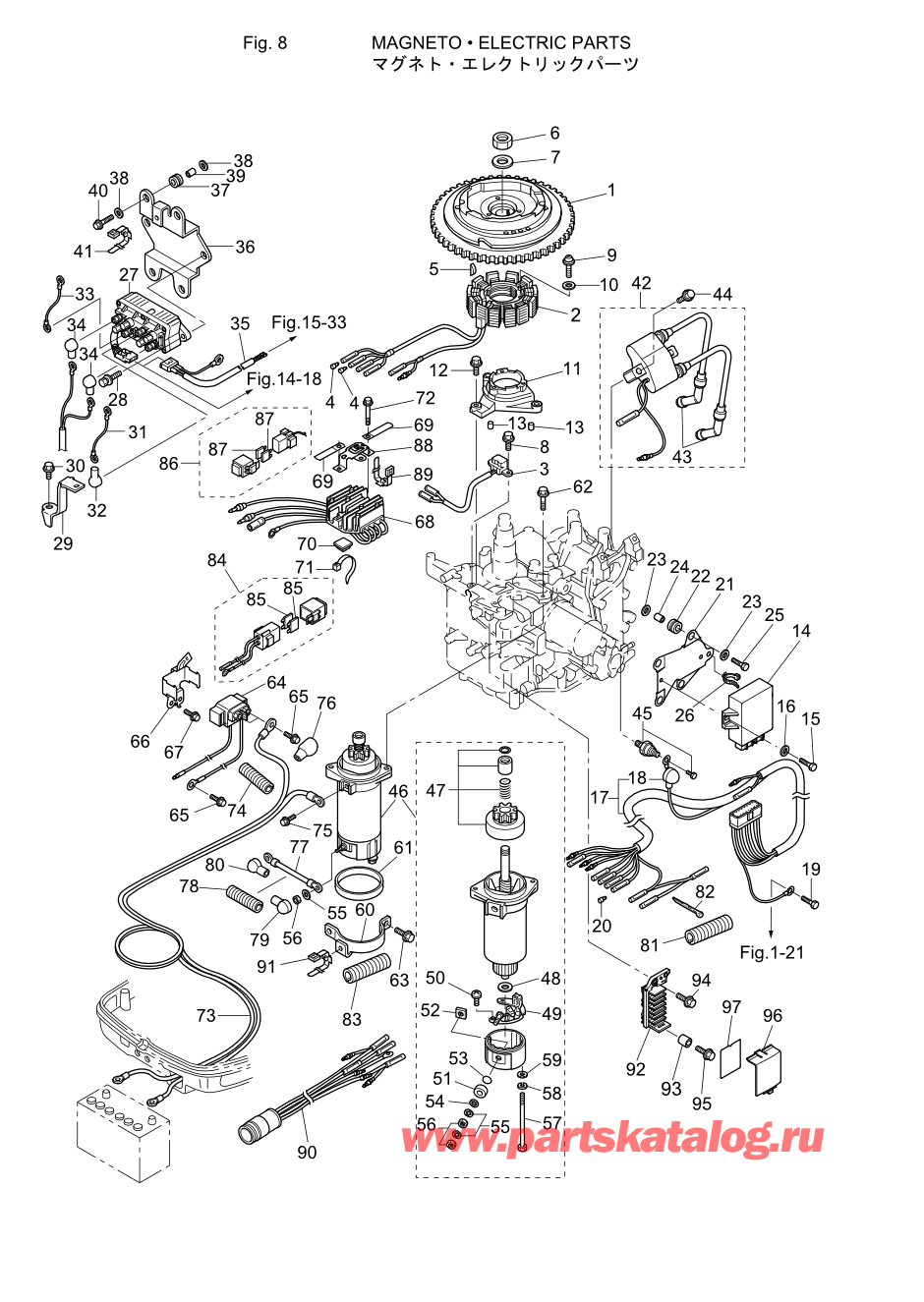 Tohatsu MFS20-C (002-21054-6) / Fig.08 Магнето / Электрические части 