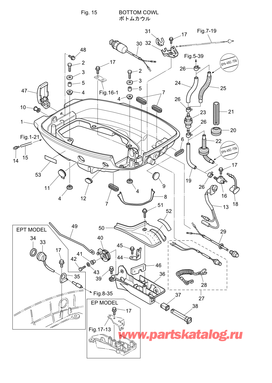 Tohatsu MFS20-C (002-21054-6) / Fig.15 Низ капота 