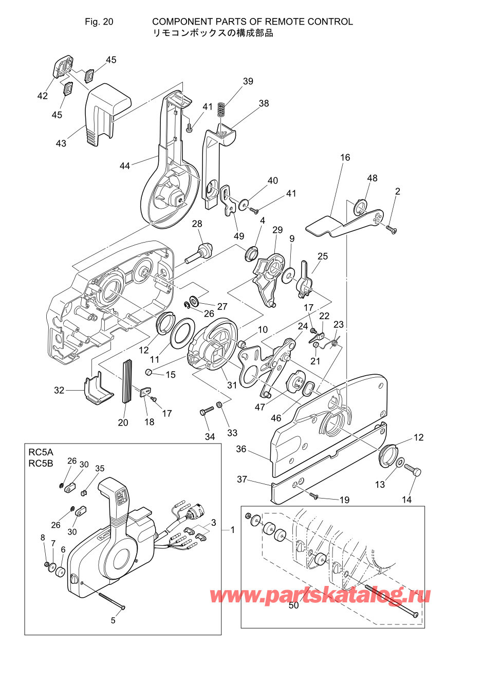 Tohatsu MFS20-C (002-21054-6) / Fig.20 детали и запчасти Of Дистанционное управление 