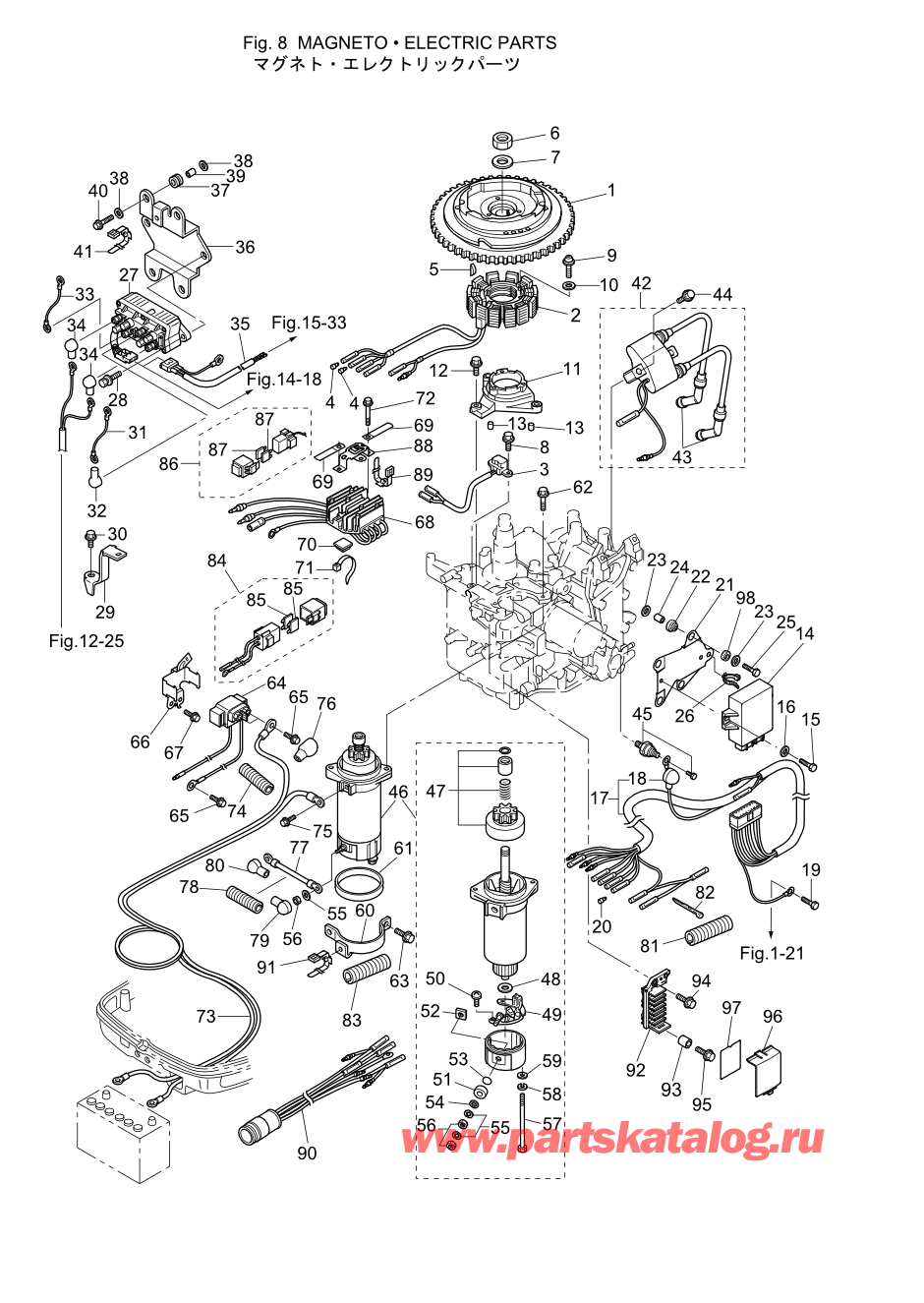 Tohatsu MFS20-D (002-21054-0AE) / Fig.08 Магнето / Электрические части 