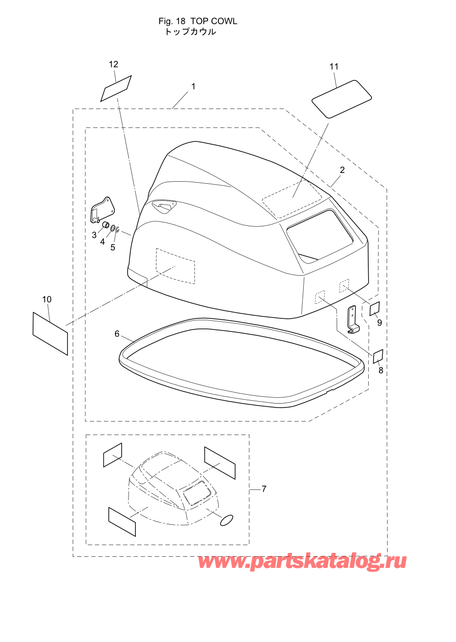 Tohatsu MFS20-D (002-21054-0AE) / Fig.18 Верх капота 