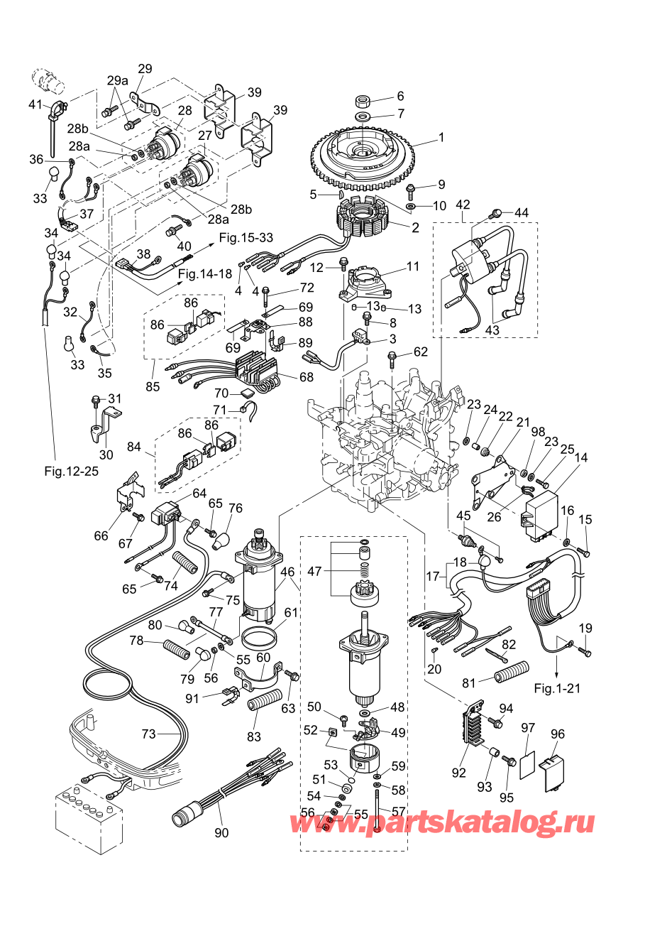 Tohatsu MFS20-D (002-21054-0AF) / Fig.08 Магнето / Электрические части 