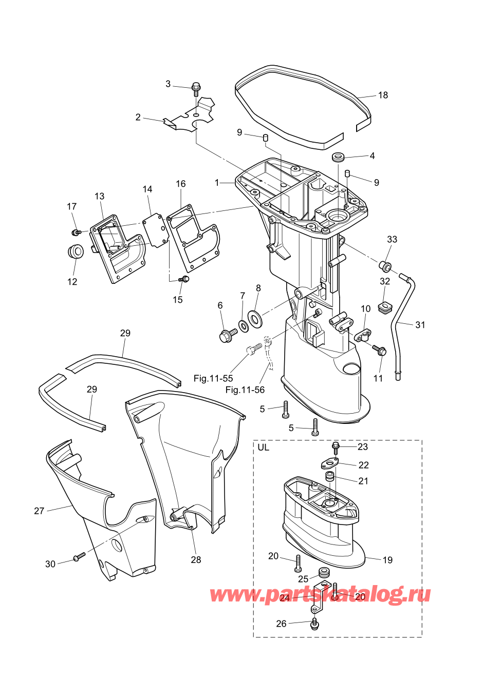 Tohatsu MFS20-D (002-21054-0AF) / Fig.09 Корпус вала передачи 