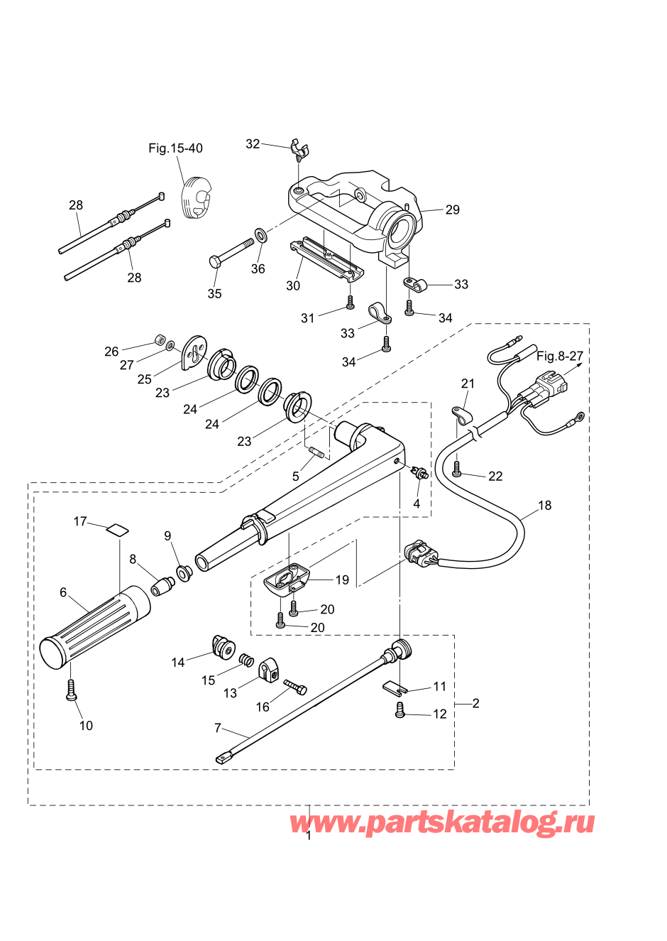 Tohatsu MFS20-D (002-21054-0AF) / Fig.14 Румпель 