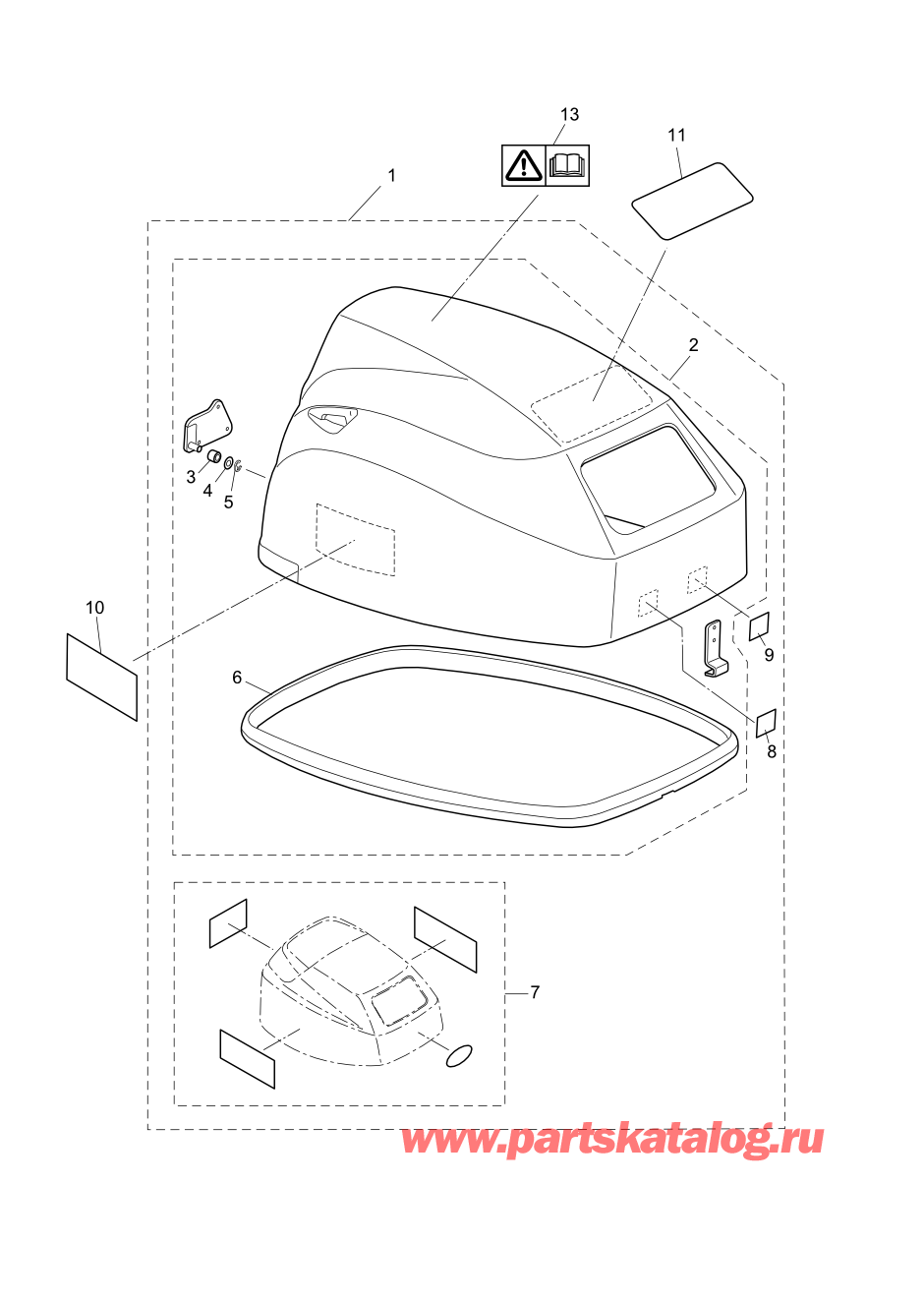 Tohatsu MFS20-D (002-21054-0AF) / Fig.18 Верх капота 