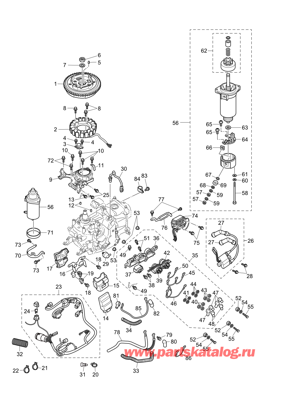 Tohatsu MFS20-E (002-21057-0AG) / Fig.07 Магнето / Электрические части 