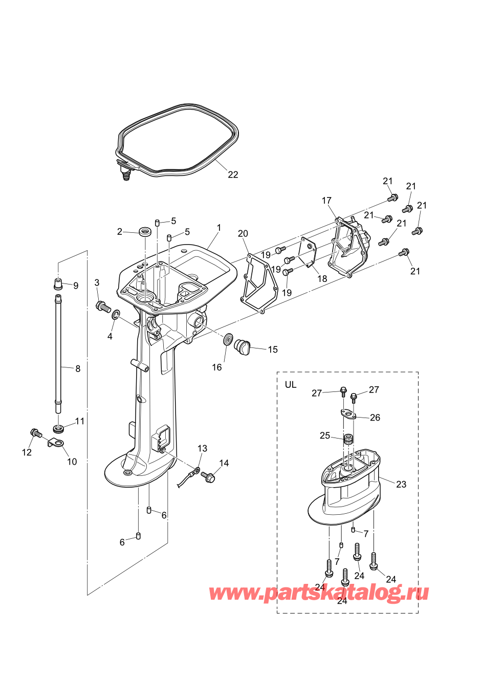 Tohatsu MFS20-E (002-21057-0AG) / Fig.08 Корпус вала передачи 