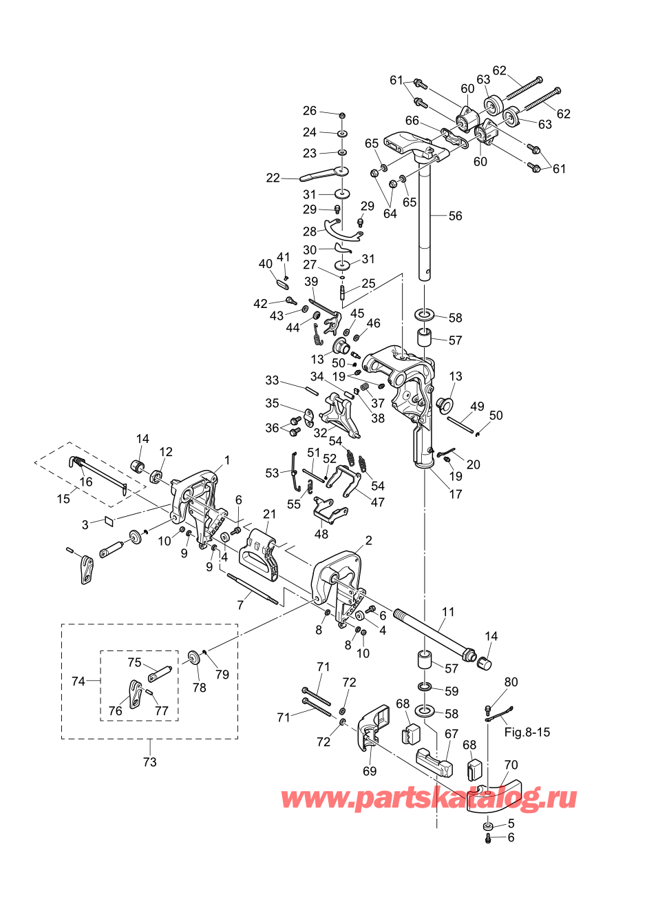 Tohatsu MFS20-E (002-21057-0AG) / Fig.10 Кронштейн (ручной) 