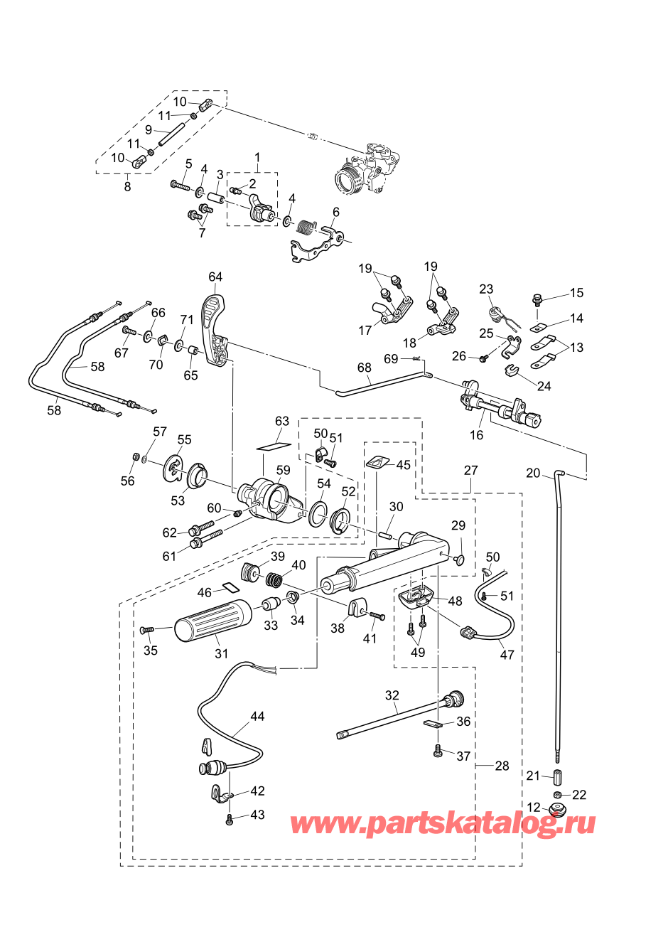 Tohatsu MFS20-E (002-21057-0AG) / Fig.12 Румпель / Переключатель 