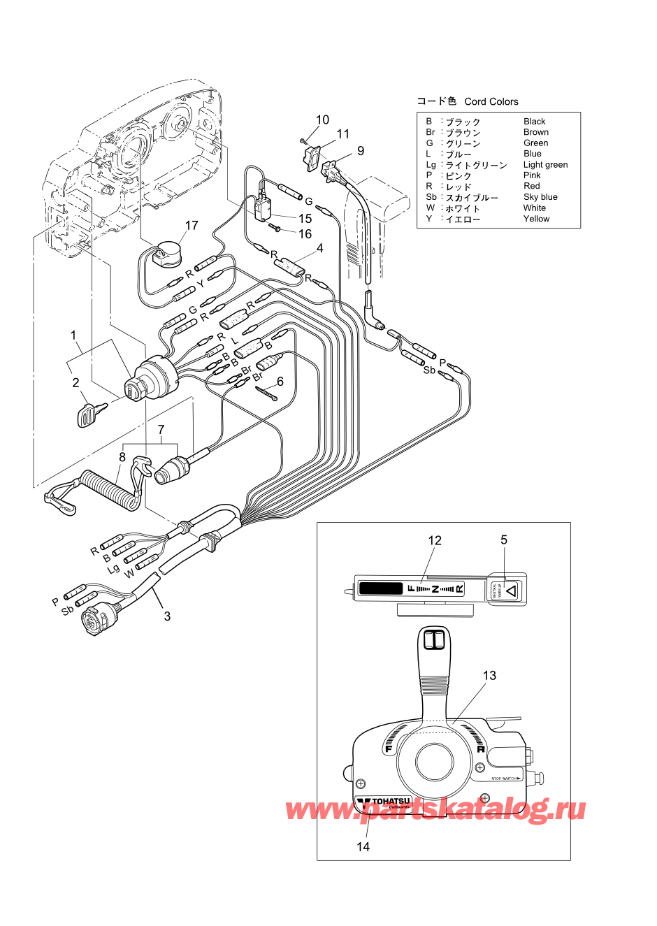 Tohatsu MFS20-E (002-21057-0AG) / Fig.18 детали и запчасти Of Дистанционное управление (Электрические части) 