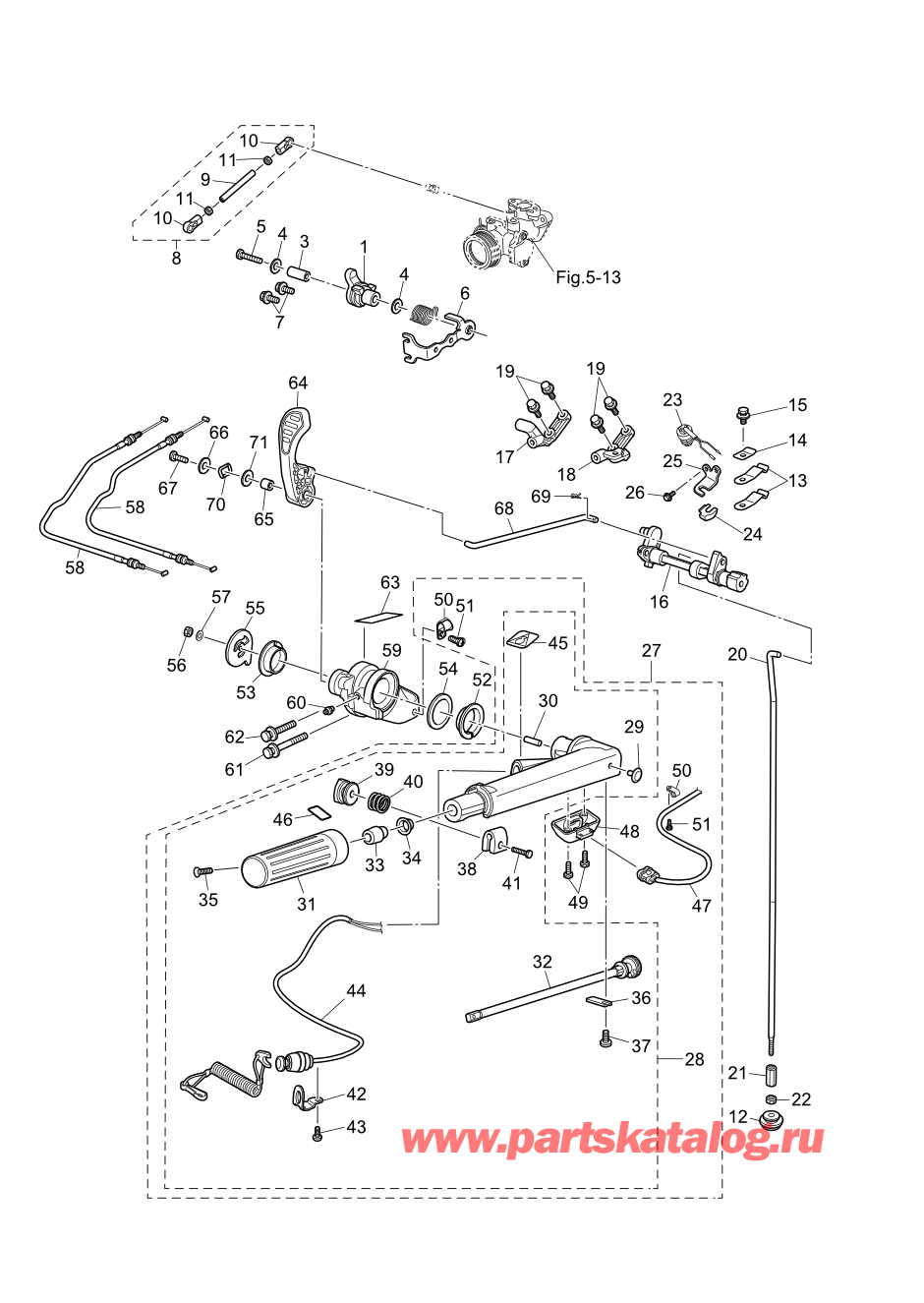 Tohatsu MFS20-E (002-21057-0AH) / Fig.12 Румпель / Переключатель 