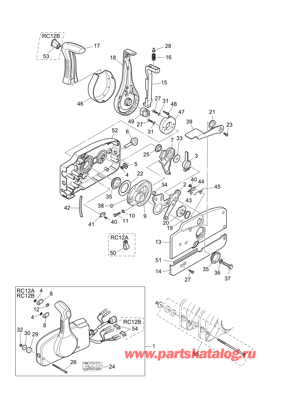 Tohatsu MFS20-E (002-21057-0AH) / Fig.17 детали и запчасти Of Дистанционное управление 