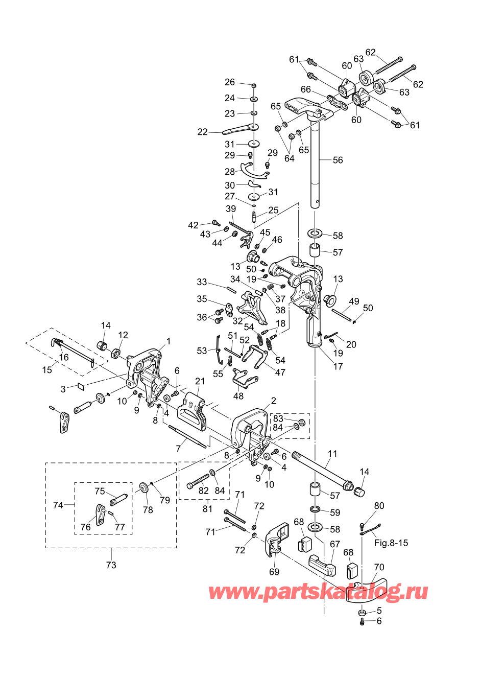 Tohatsu MFS20-E (002-21057-0AK) / Fig.10 Кронштейн (ручной) 